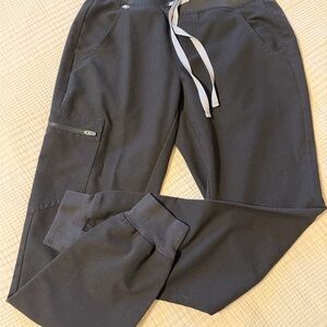 Figs Women's Black Joggers with Gray Drawstring